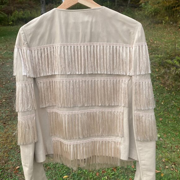 Patrizia Pepe Authentic Tags Pink Fringe Leather Jacket - Picture 4 of 6